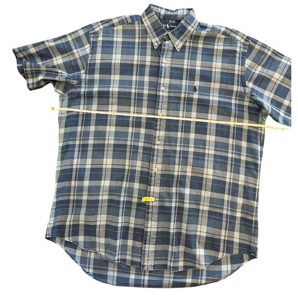 RALPH LAUREN Blake Fit Bundle of 2 Blue Plaid Short Sleeve Button Down LARGE - Picture 6 of 7